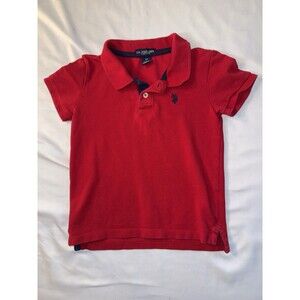 U.S. Polo Assn Boys Size 4T Red Polo, Small Hole In Pic, RN98826